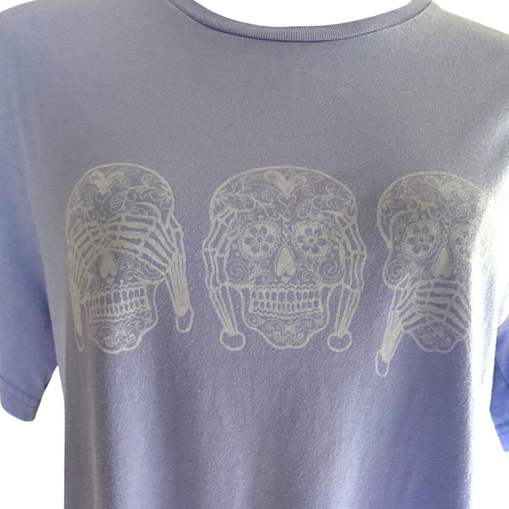 Clorofila Live Aqua Cancun Three Wise Skulls Graphic T-Shirt Blue Medium